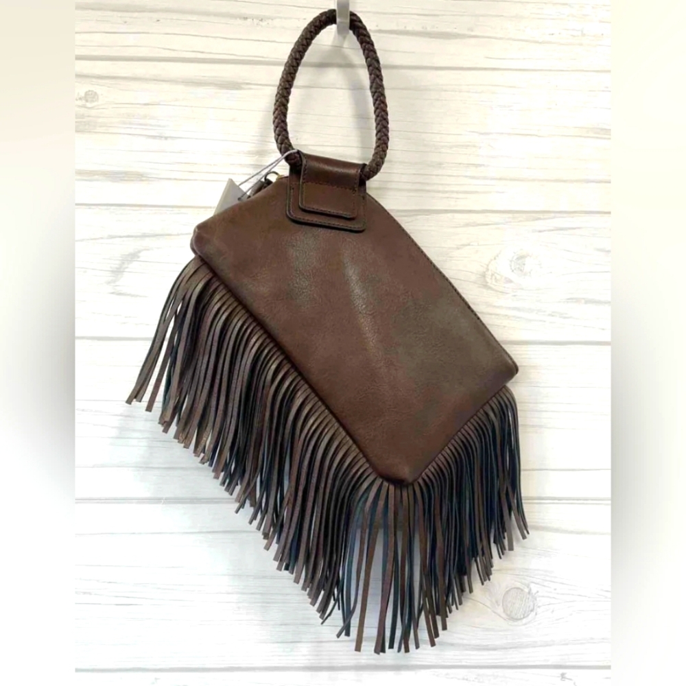 Calin Fringe Wristlet Clutch